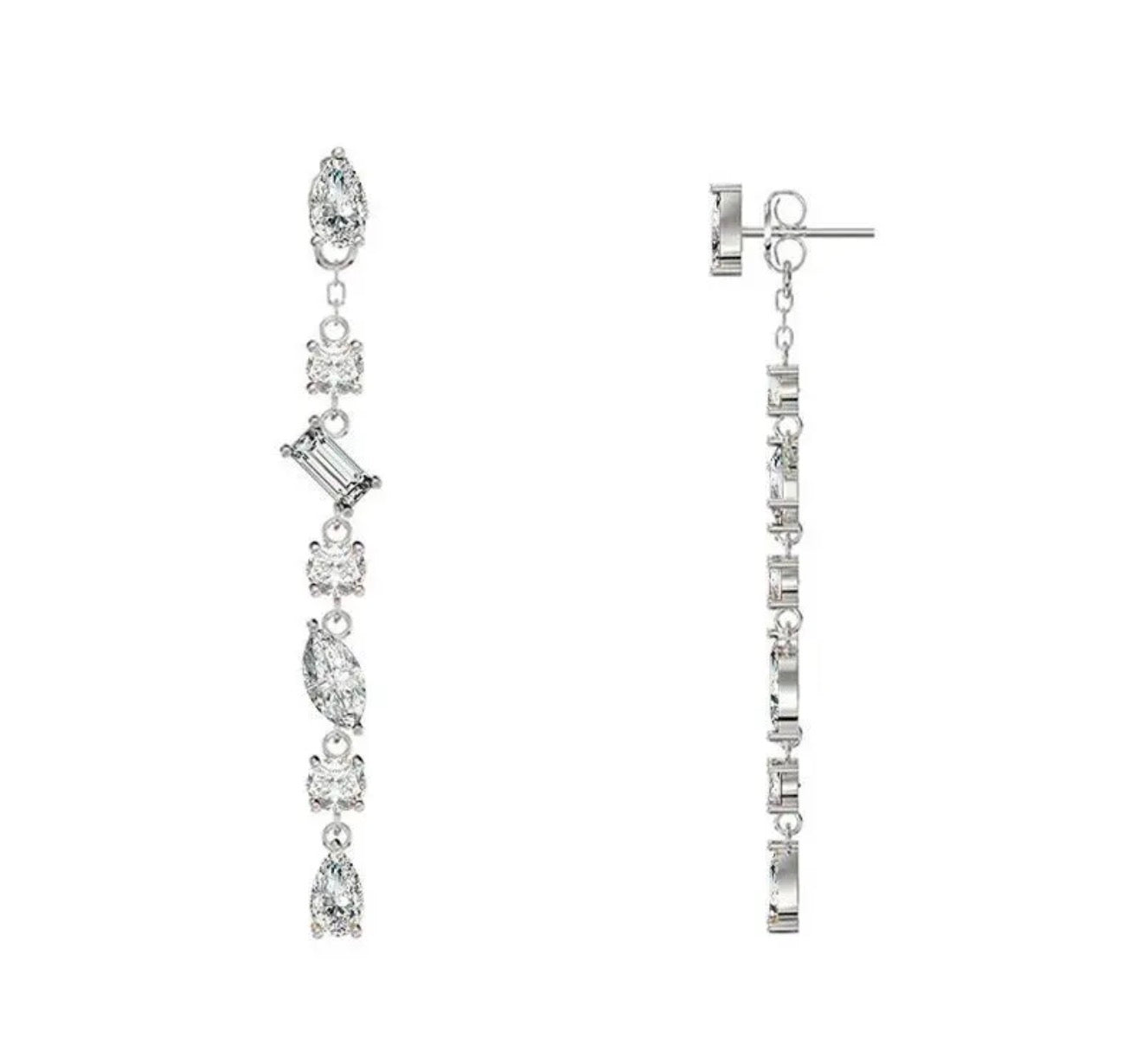 Orecchini pendenti con zirconi in acciaio inox 316l