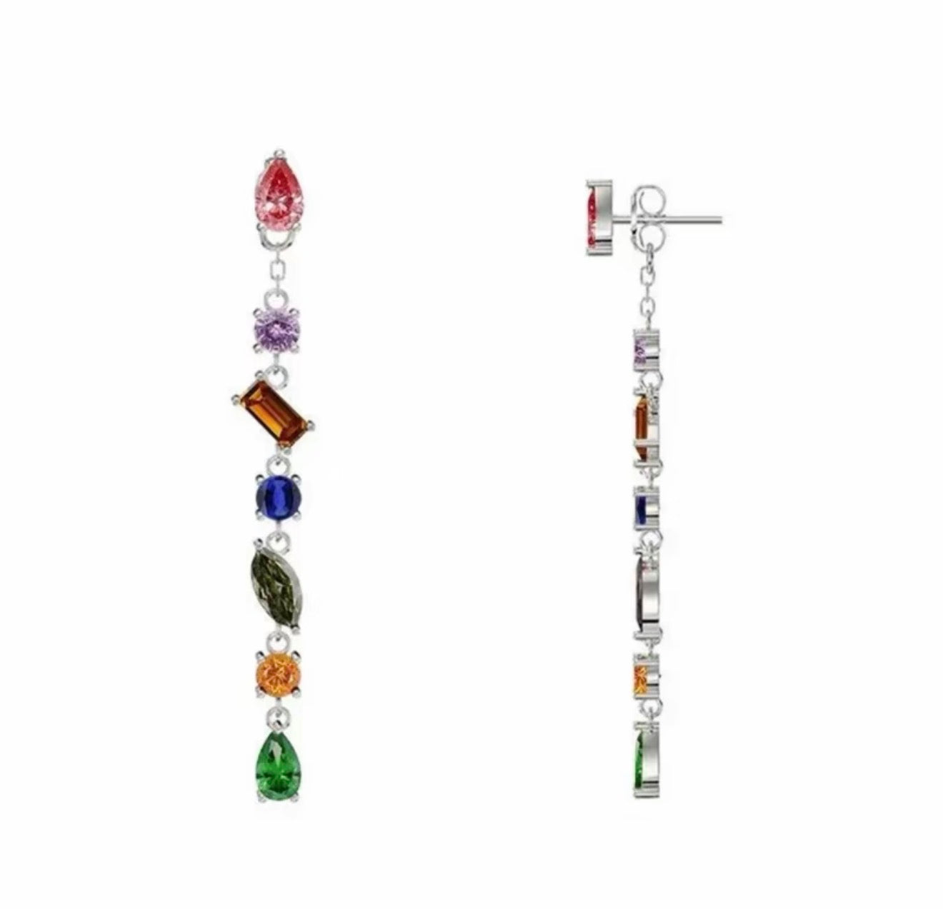 Orecchini pendenti con zirconi in acciaio inox 316l