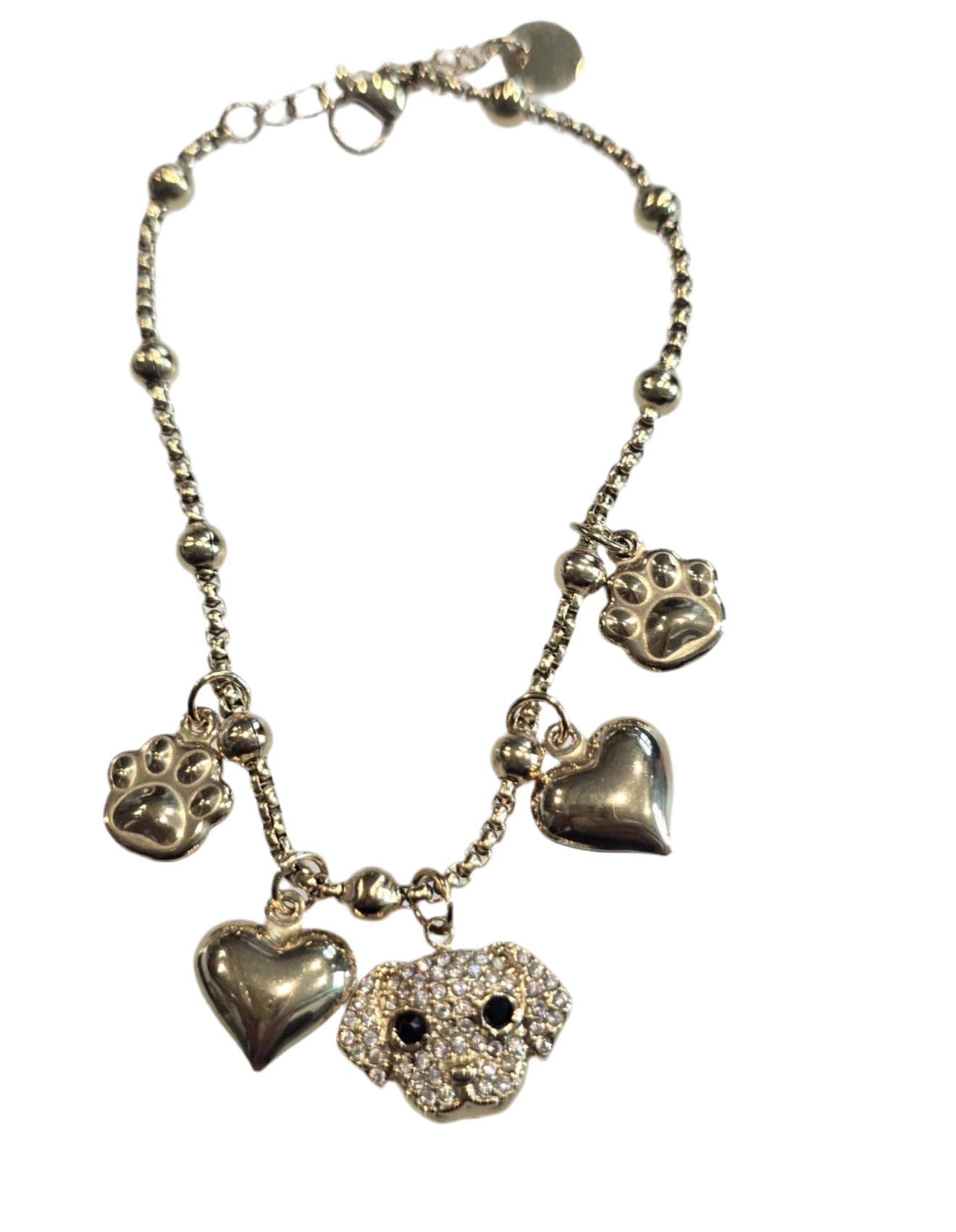 Bracciale Sonaglio con Canoglino con Strass e Cuori in Acciaio 316L per Stile Elegante e Versatile