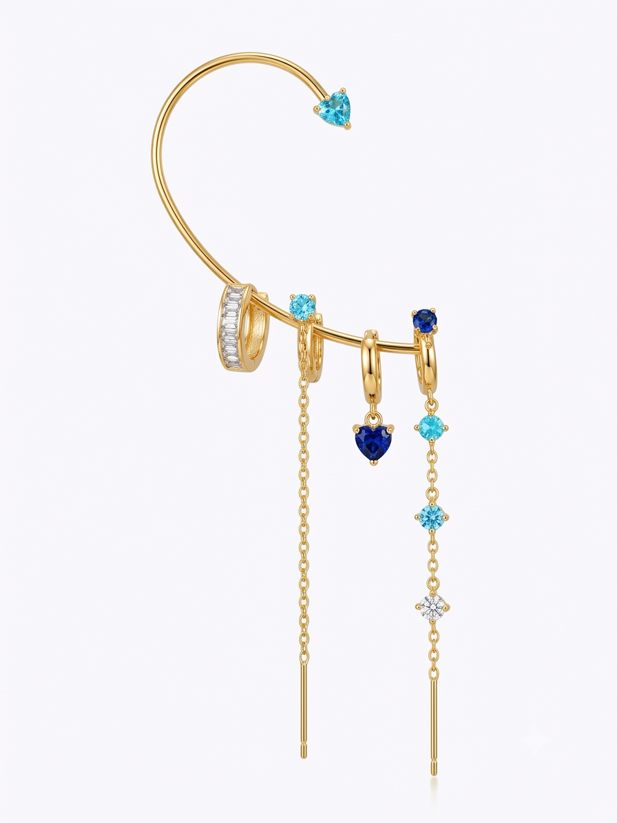 Earcuff orecchio destro Chrono-Heart Multiring
