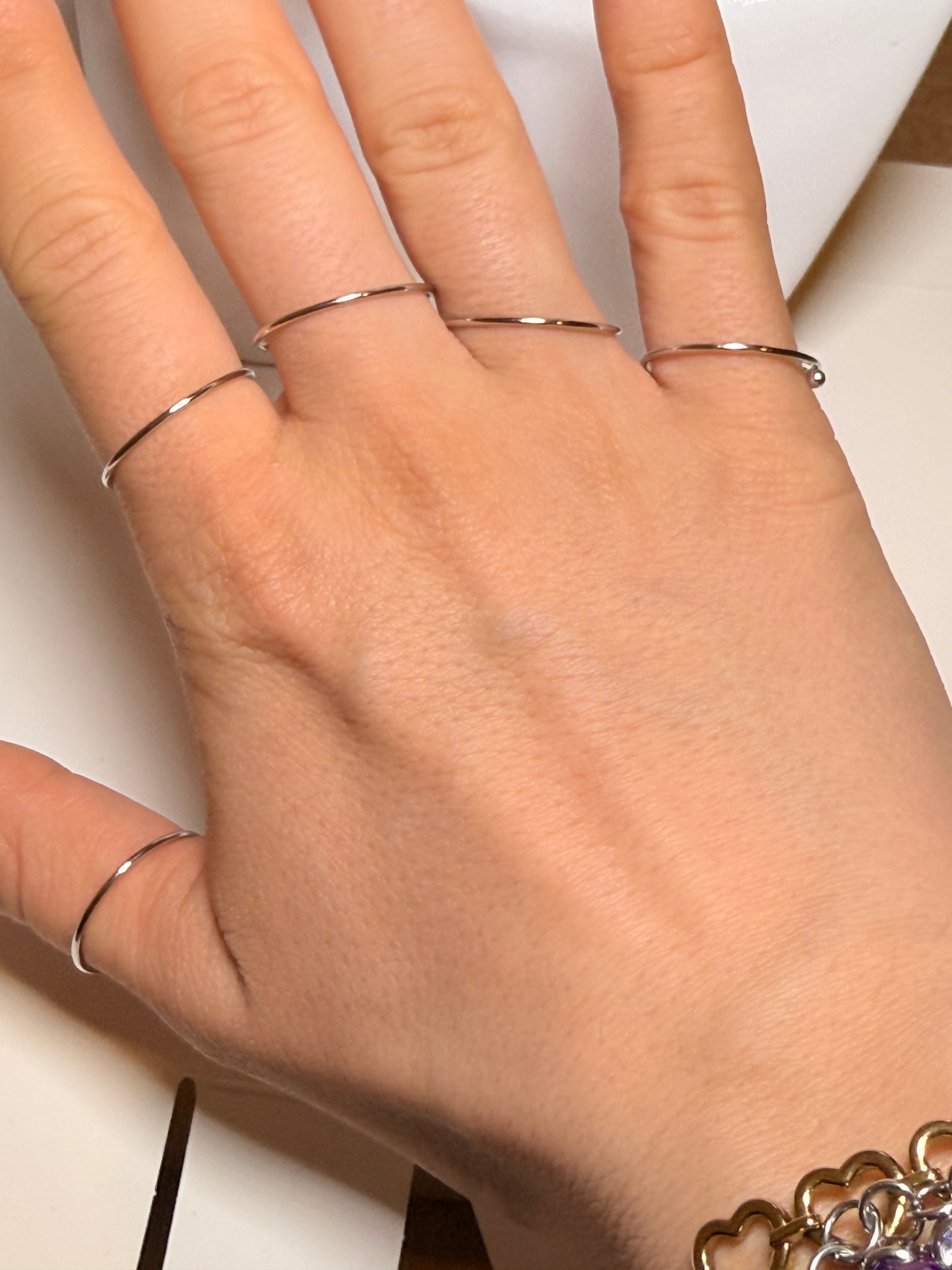 Set di 5 Fedine Minimal in Acciaio 316L
