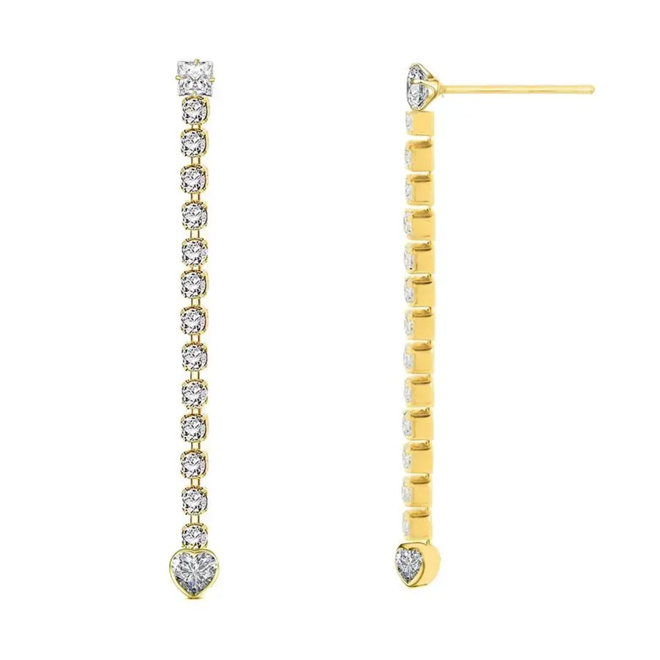 Orecchini Pendenti Tennis Cuore, lunghezza: 5,7 cm