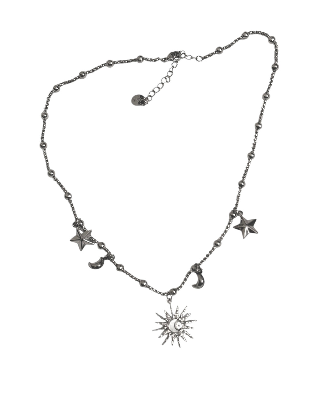 Collana Sonaglio Sole e Luna in Acciaio 316L con Pendenti Stelle e Luna per Accessori Eleganti