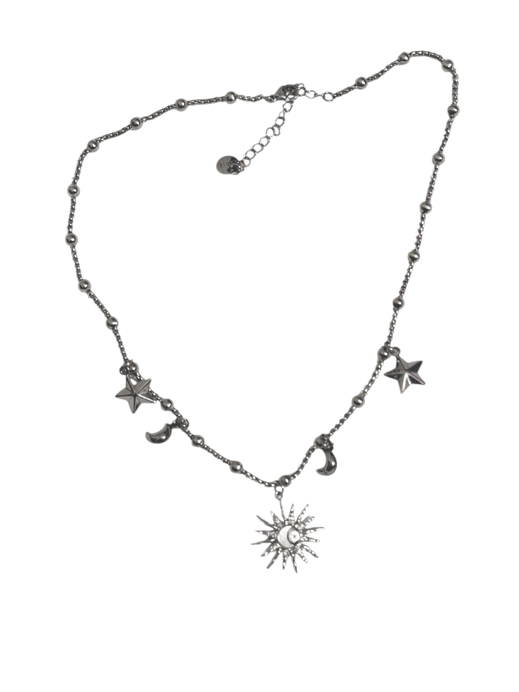 Collana Sonaglio Sole e Luna in Acciaio 316L con Pendenti Stelle e Luna per Accessori Eleganti