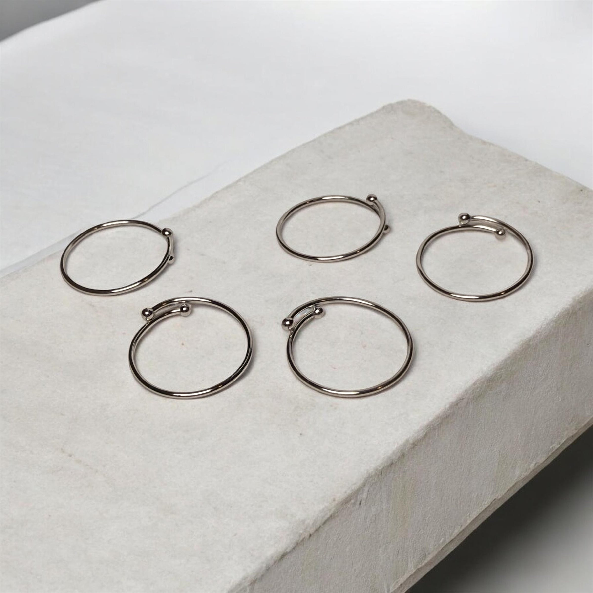 Set di 5 Fedine Minimal in Acciaio 316L