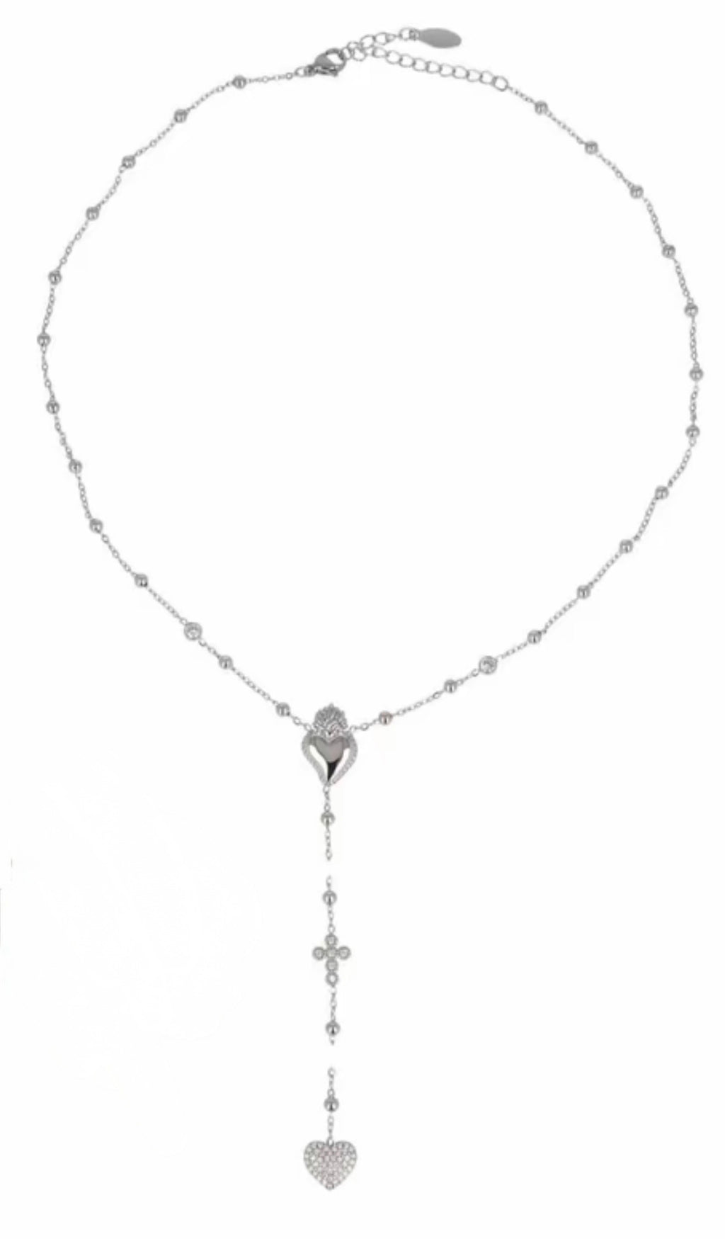 Collana rosario con cuore sacro e croce