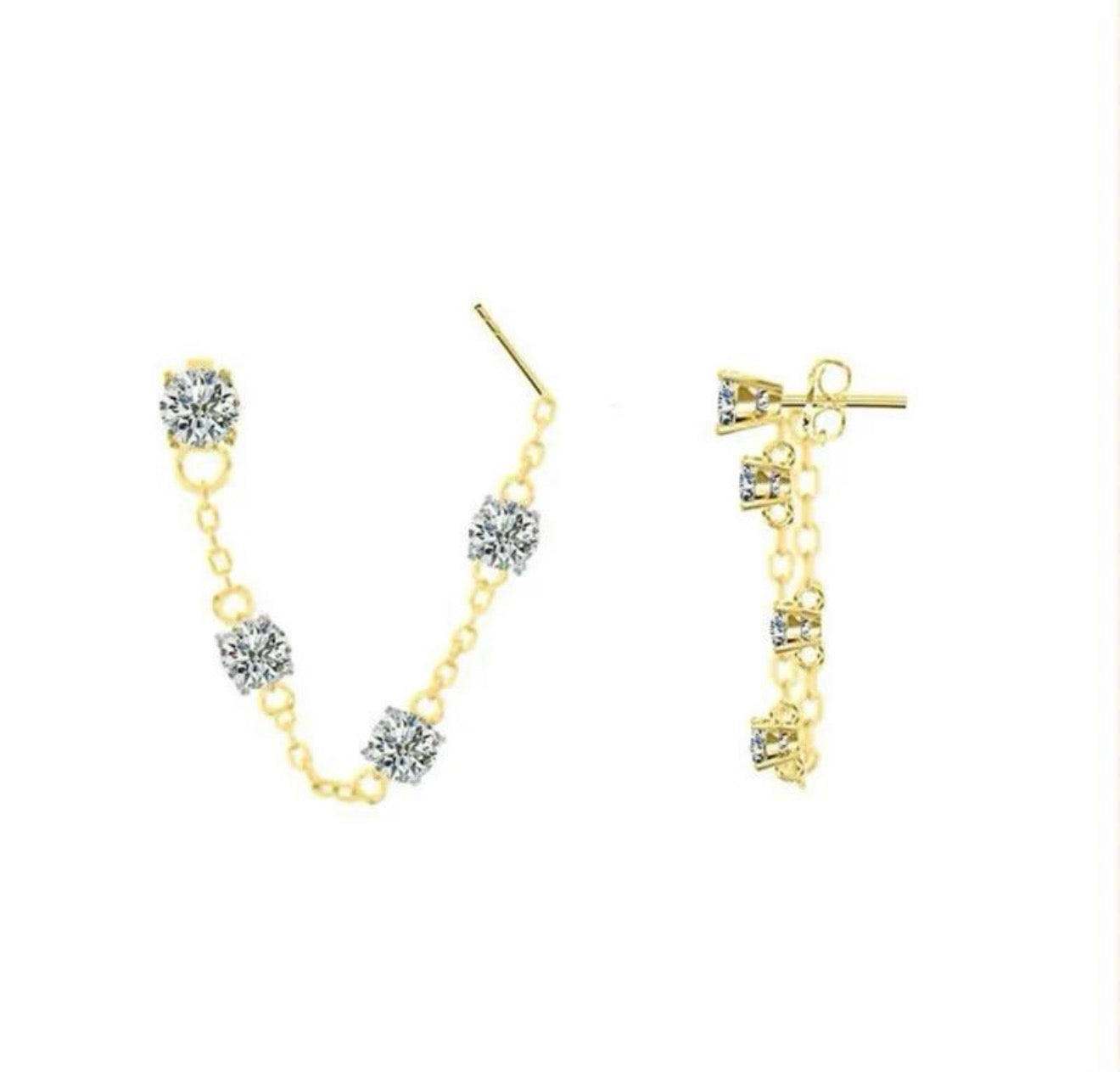 Orecchini Saliscendi in Acciaio Inox 316L con Zircone 4mm Lunghezza 7cm Accessorio Elegante e Duraturo per Uso Quotidiano