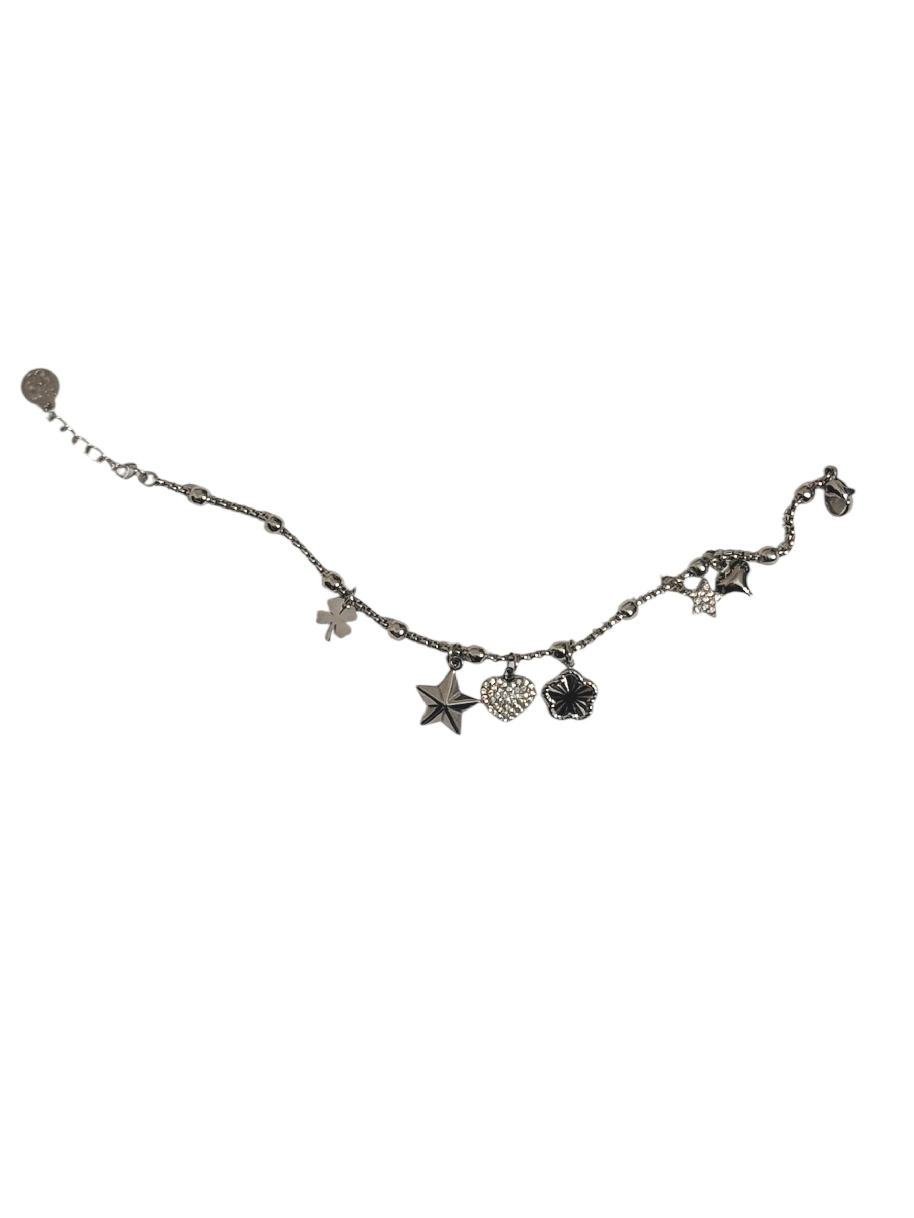 Bracciale sonaglio con cuori strass in acciaio 316l elegante e sofisticato per look chic