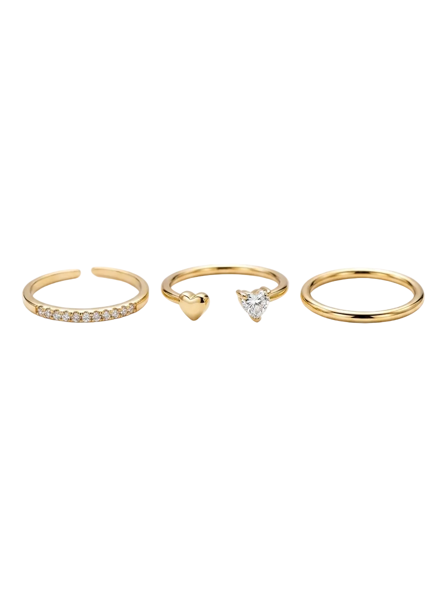 Set 3 anelli Costellazione del Cuore( 2 regolabile, 1 non regolabile)