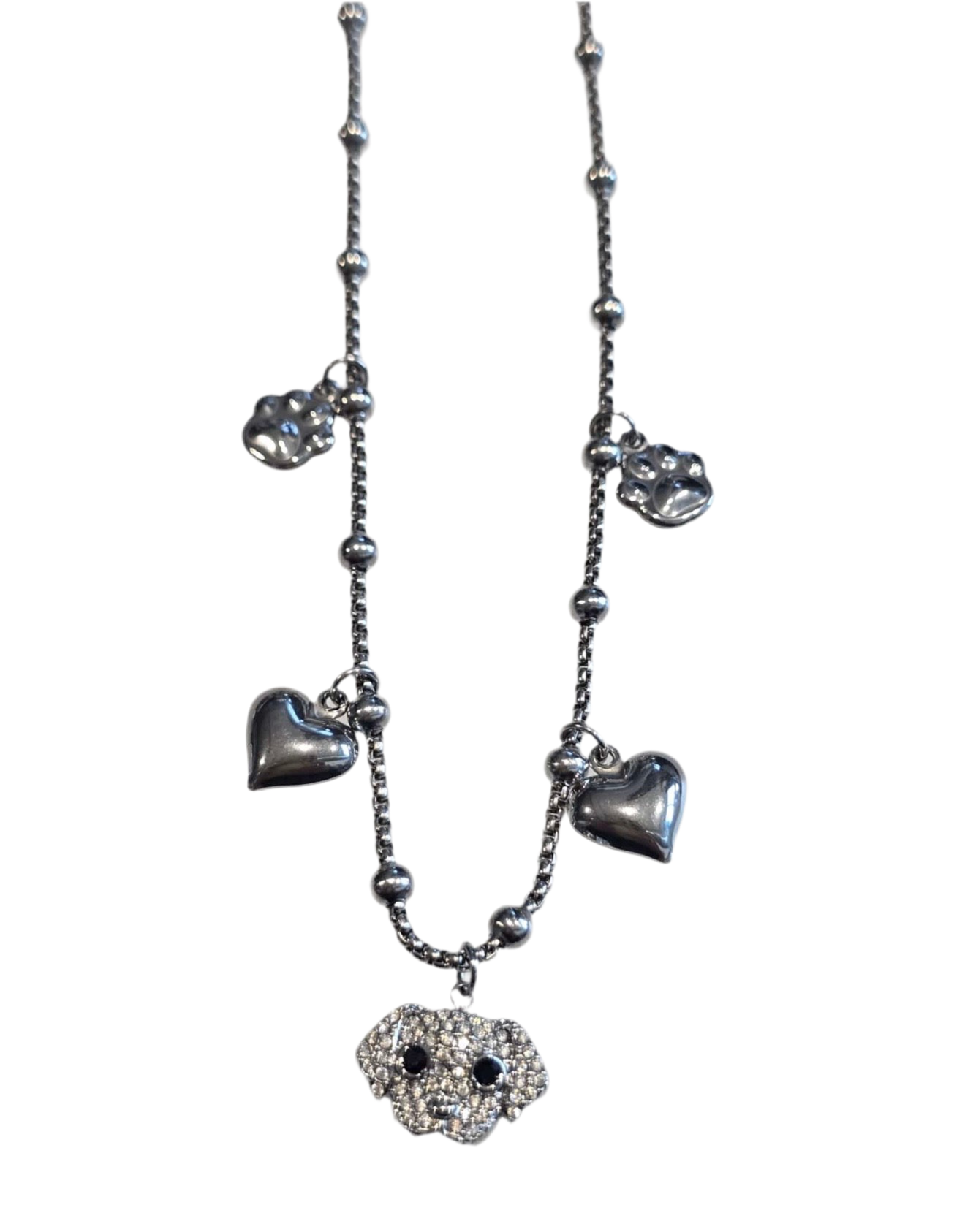 Bracciale Sonaglio con Canoglino con Strass e Cuori in Acciaio 316L per Stile Elegante e Versatile