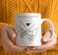 Tazza in ceramica per coppie con frase “L’amore guarda non con gli occhi ma con l’anima”