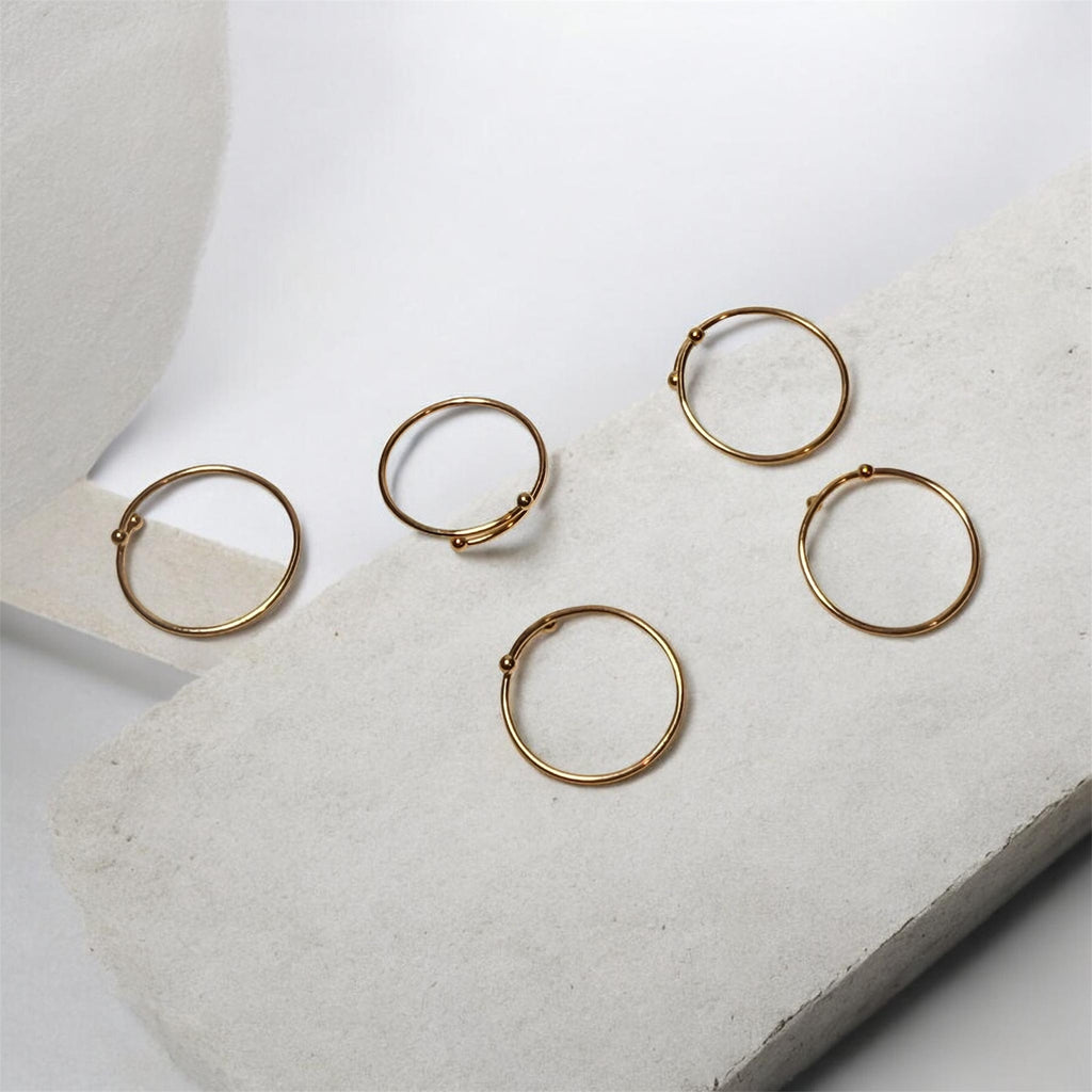Set di 5 Fedine Minimal in Acciaio 316L