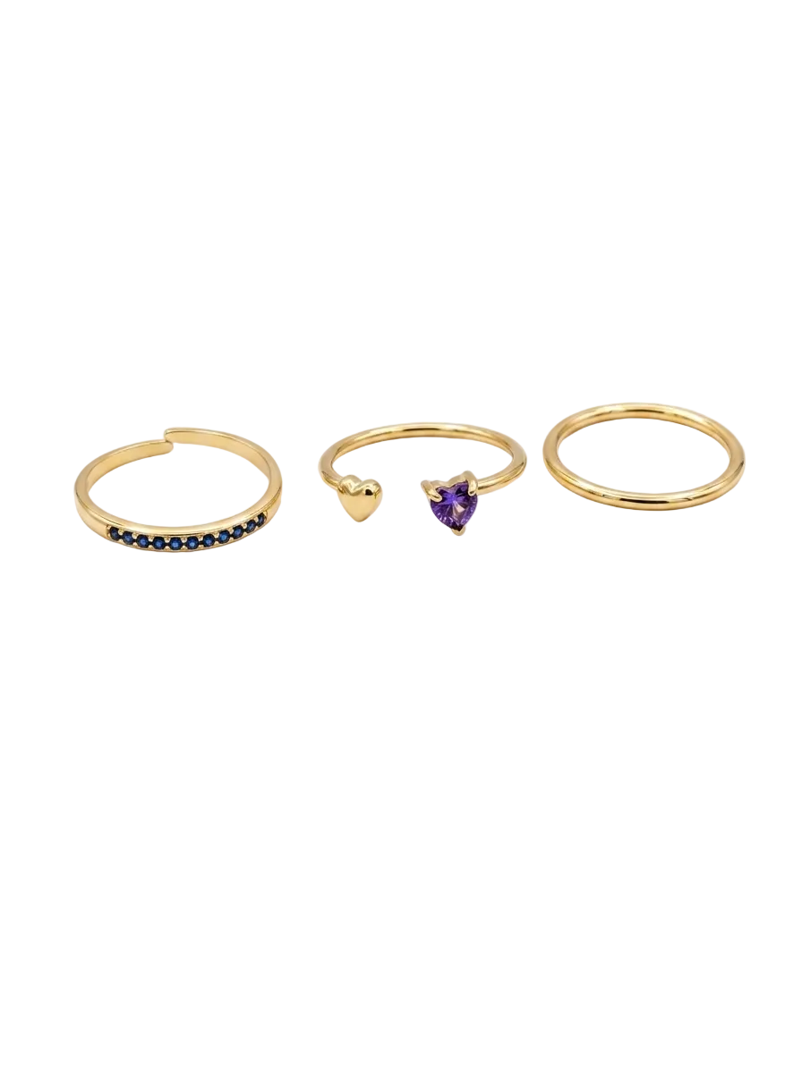 Set 3 anelli Costellazione del Cuore( 2 regolabile, 1 non regolabile)