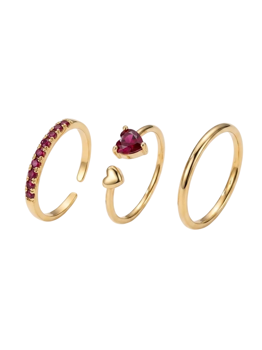 Set 3 anelli Costellazione del Cuore( 2 regolabile, 1 non regolabile)