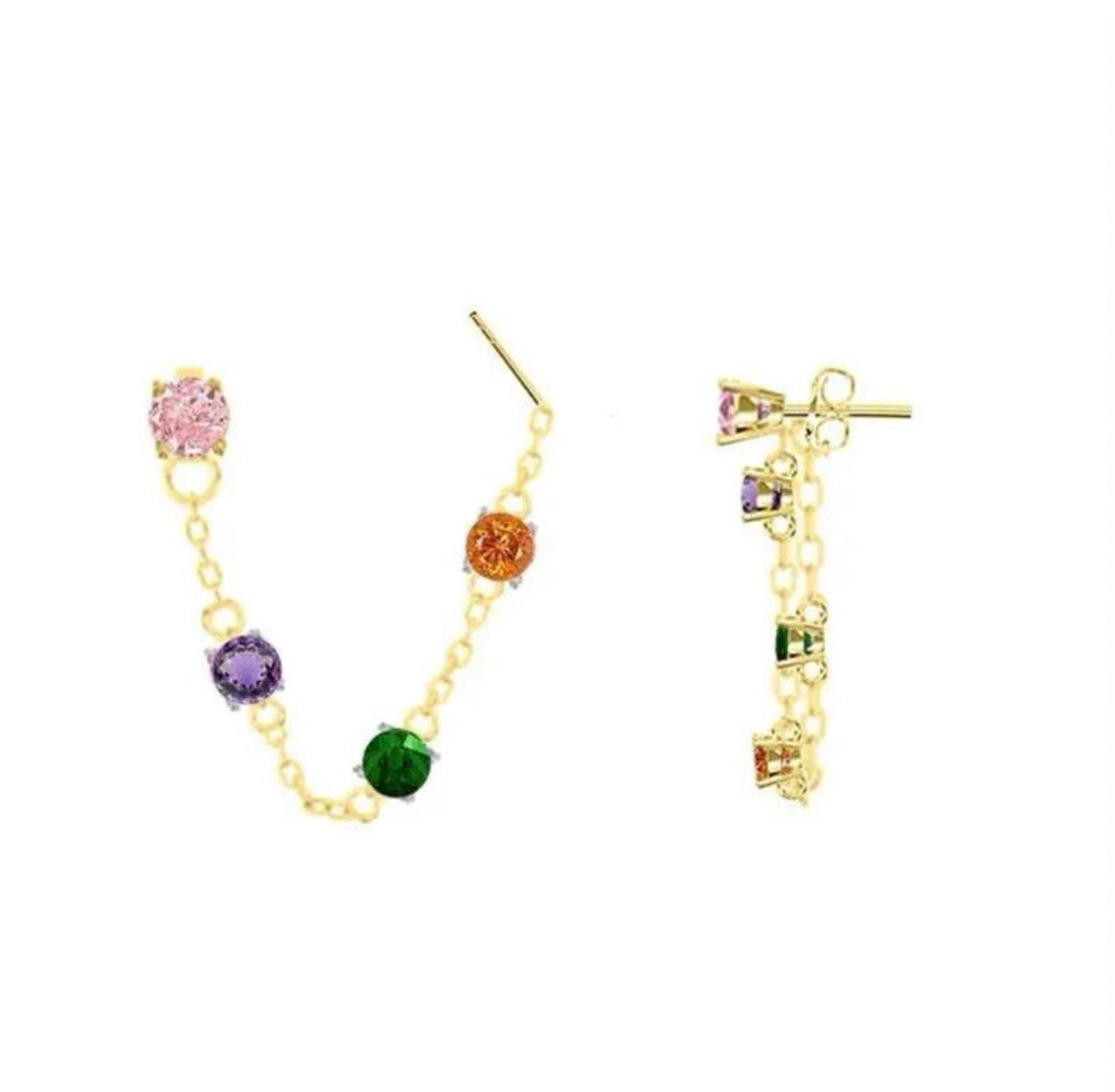 Orecchini Saliscendi in Acciaio Inox 316L con Zircone 4mm Lunghezza 7cm Accessorio Elegante e Duraturo per Uso Quotidiano