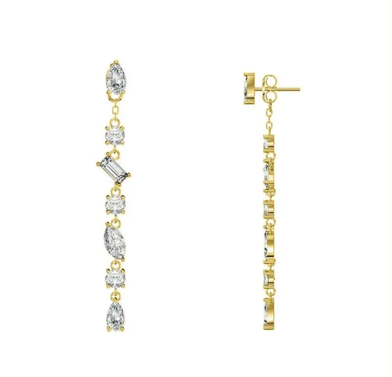 Orecchini pendenti con zirconi in acciaio inox 316l