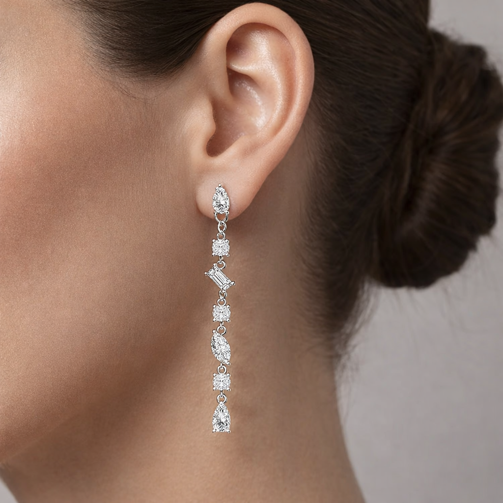 Orecchini pendenti con zirconi in acciaio inox 316l