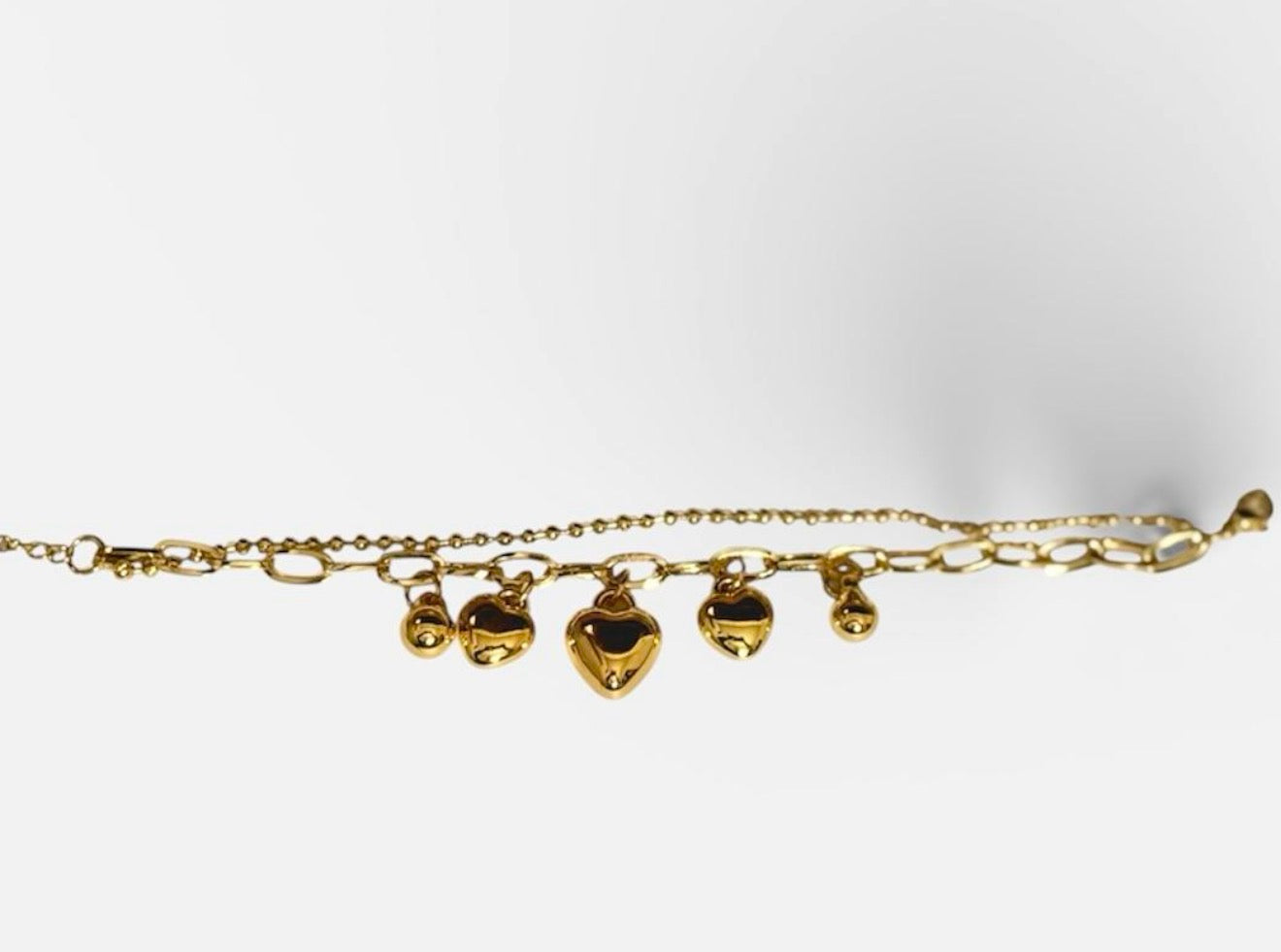 Bracciale doppia catena bracciale cuori bombati