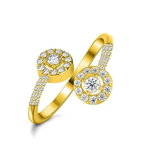 Anello Doppio Cerchio con Zirconi Regolabile in Acciaio Inox 316L Elegante e Versatile per Occasioni Casual e Formali