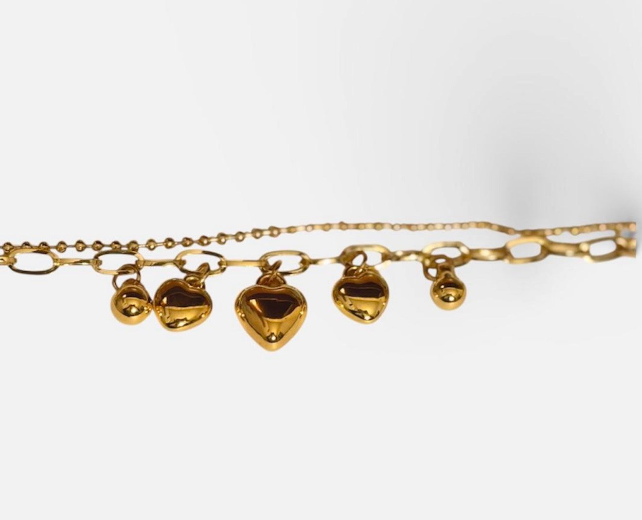 Bracciale doppia catena bracciale cuori bombati