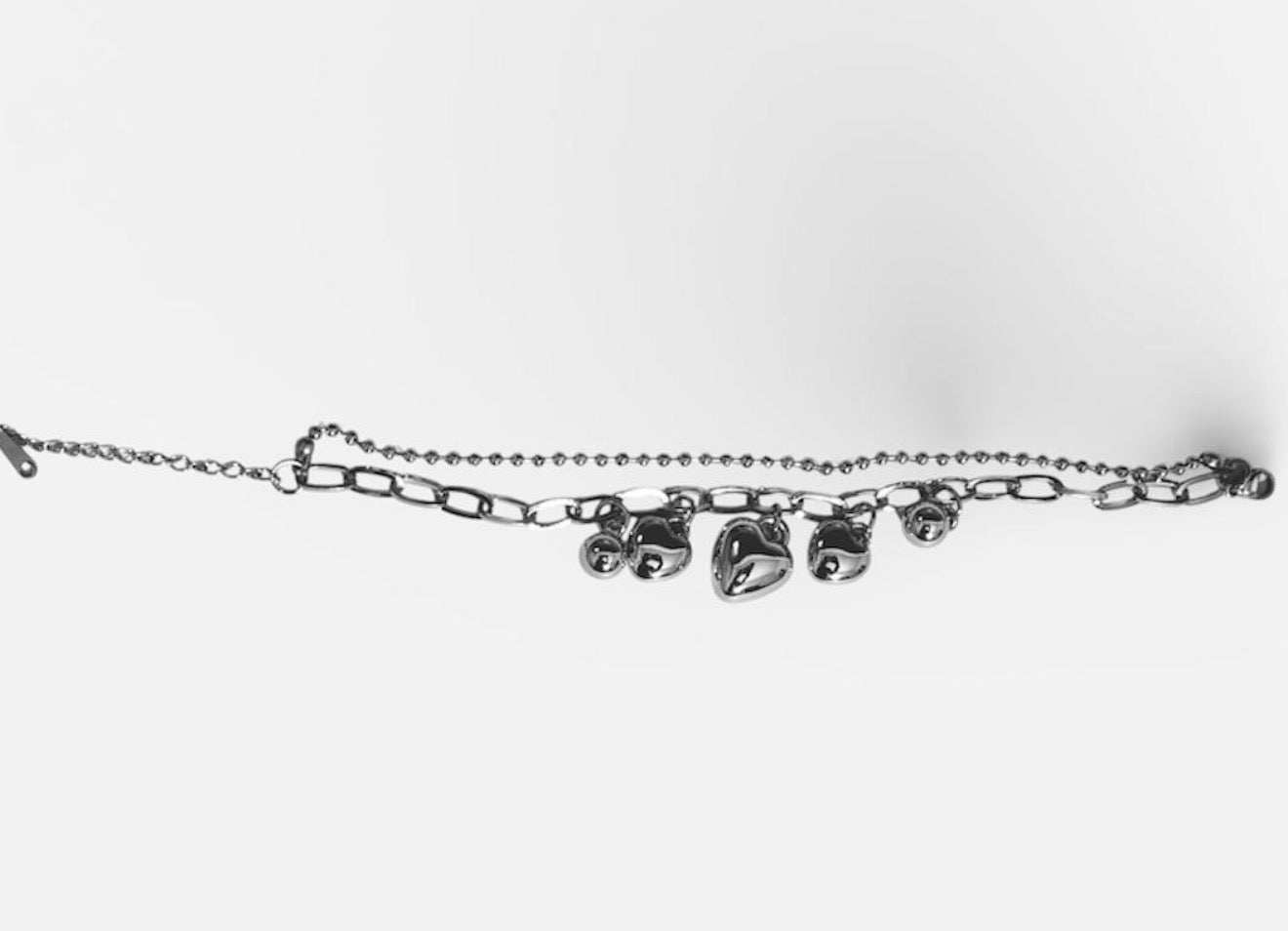 Bracciale doppia catena bracciale cuori bombati