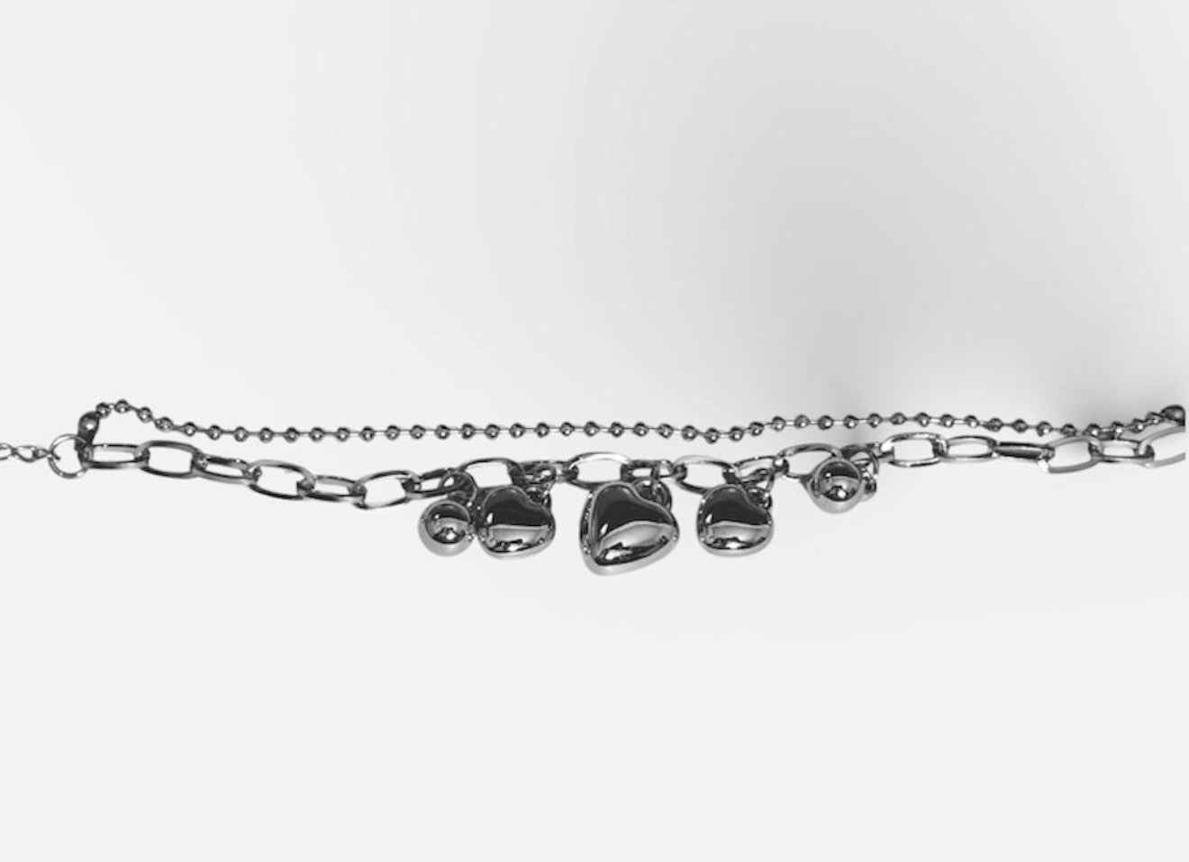 Bracciale doppia catena bracciale cuori bombati