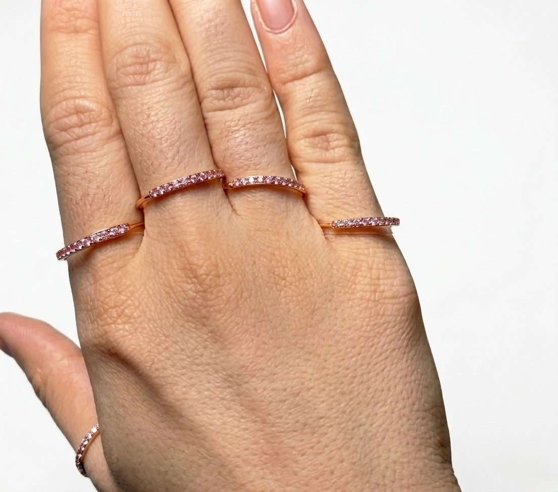Set di 5 Fedine Minimal in Acciaio 316L